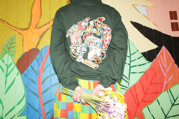 Cribbage Clown Green Pullover Hoodie